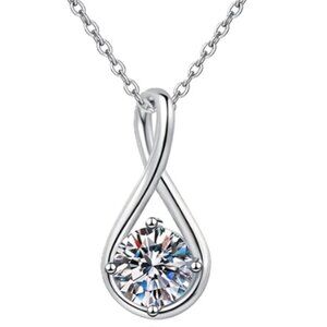 925 Sterling Silver Infinity Solitaire 2 Carat Moissanite Necklace